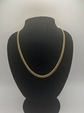 Real Gold Cuban Chain Stainless Steel Plated 5mm 22in Womens Durable Necklace